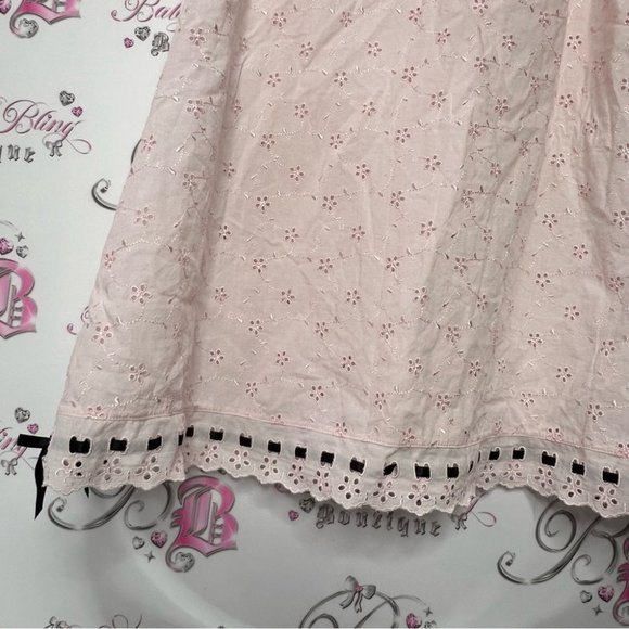 Blush babydoll dress floral ribbon black bow ties sweet coquette baby pink luxe - Picture 10 of 14